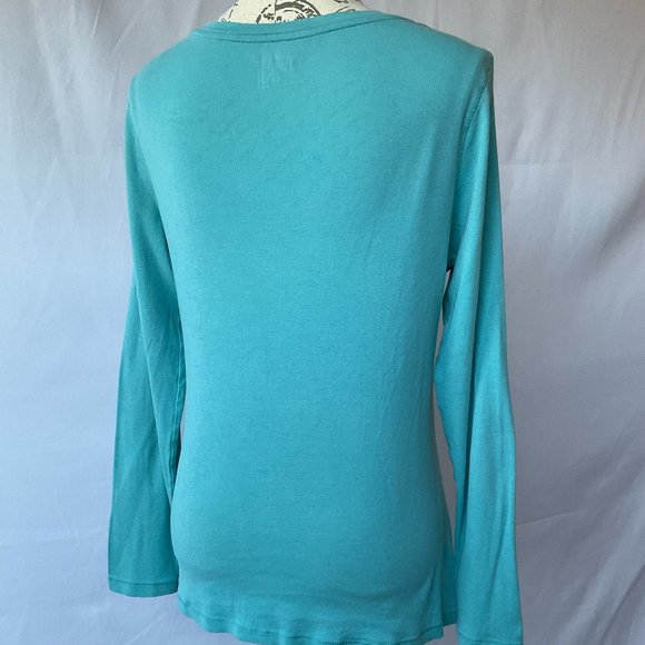 Ladies XL Old Navy Turquoise Deep Scoop Neck Long Sleeve T-shirt - Picture 7 of 7